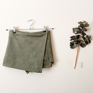 Charlotte Russe Light Green Faux Suede Mini Skirt